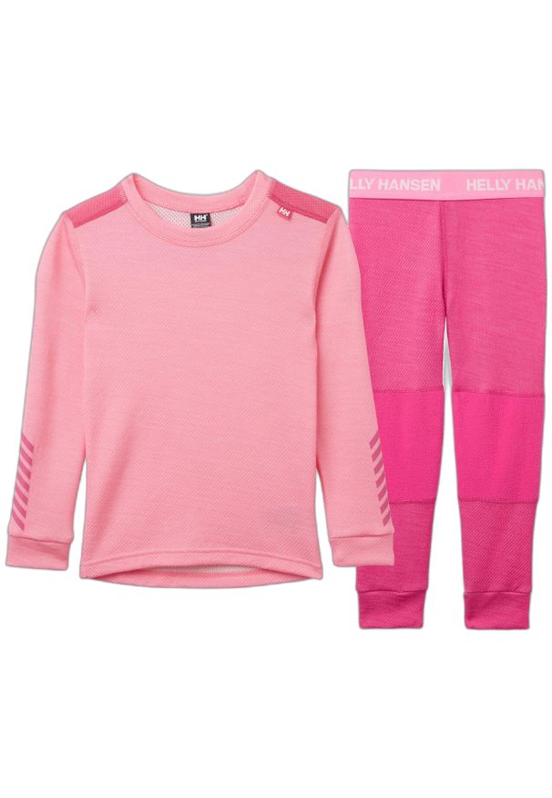 Dziecięcy zestaw z wełny merynosów Helly Hansen Lifa. Okazja: na uczelnię. Kolor: różowy. Materiał: wełna