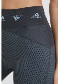 adidas Performance legginsy treningowe HD1981 damskie kolor szary gładkie. Kolor: szary. Materiał: poliester, skóra. Wzór: gładki #2