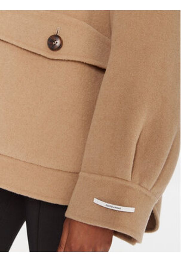 Marella Płaszcz wełniany Gettone 2523086011 Beżowy Loose Fit. Kolor: beżowy. Materiał: wełna, syntetyk