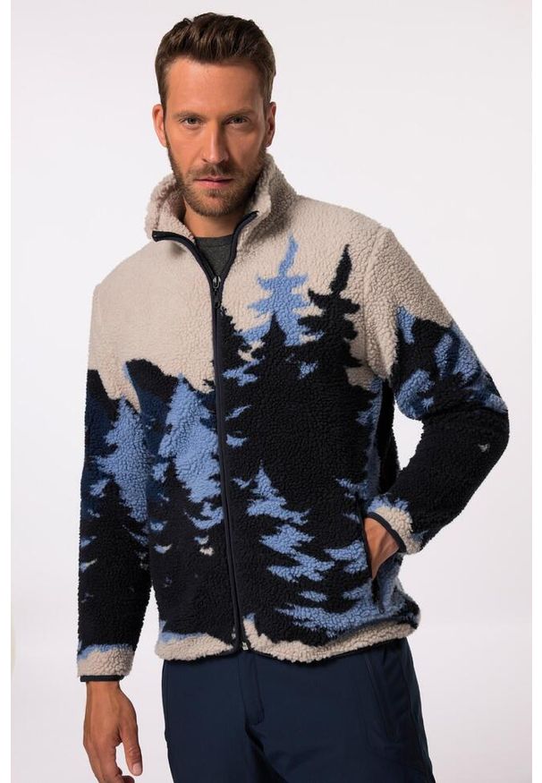JAY-PI - Męska Kurtka pluszowa odzież narciarska żakard stójka do roz. 7 XL. Typ kołnierza: kołnierzyk stójkowy. Kolekcja: plus size. Kolor: niebieski. Materiał: poliester, materiał. Sezon: zima. Sport: narciarstwo