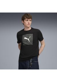Puma - Męska koszulka o kwadratowym kroju z grafiką PUMA Black. Kolor: czarny. Sport: fitness