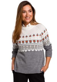 MOE - Klasyczny Sweter z Ozdobnym Wzorem - Model 2. Materiał: akryl. Styl: klasyczny #1