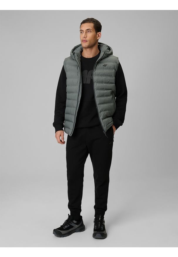 4f - 4F Bezrękawnik z wypełnieniem syntetycznym męski - zielony XL. Kolor: zielony. Materiał: syntetyk. Długość rękawa: bez rękawów