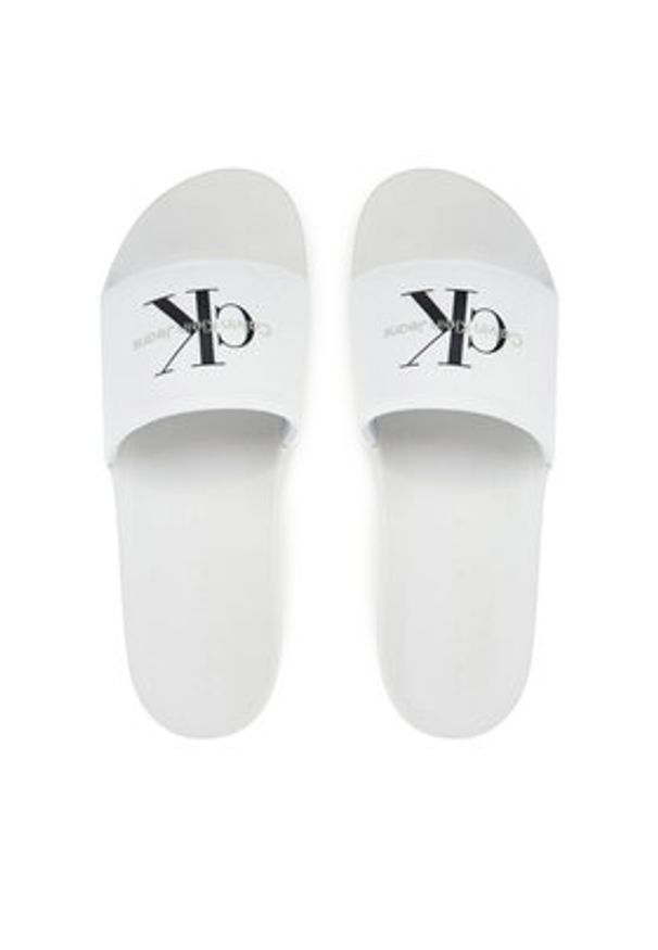 Calvin Klein Jeans Klapki Slide Monogram Cv YM0YM01271 Biały. Kolor: biały. Materiał: materiał