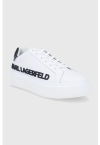 Karl Lagerfeld Buty KL62210.White.Lthr.w.B kolor biały na platformie. Nosek buta: okrągły. Zapięcie: sznurówki. Kolor: biały. Materiał: guma. Obcas: na platformie #3