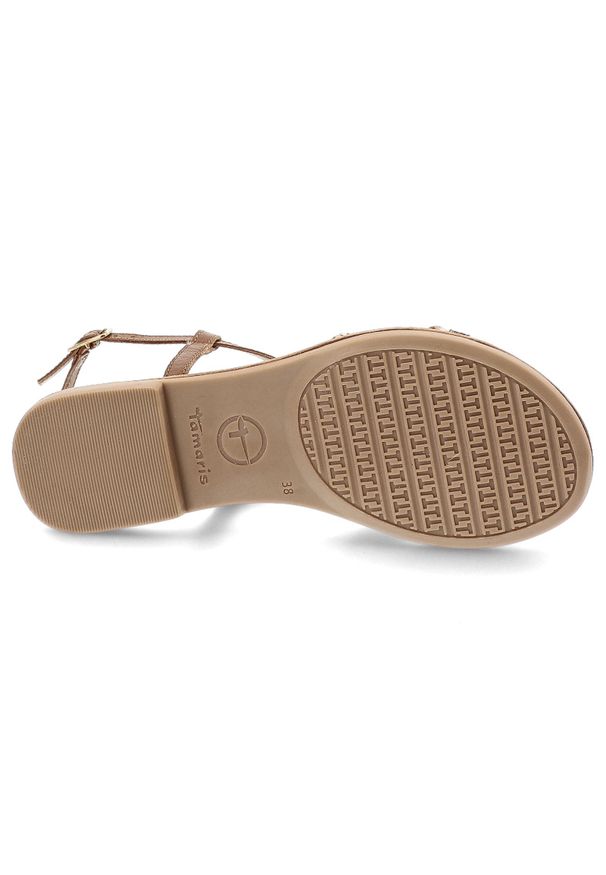 Beżowe Sandały Tamaris Modne Obuwie Damskie. Okazja: na spacer, na co dzień. Zapięcie: pasek. Kolor: beżowy. Wzór: aplikacja. Sezon: lato. Obcas: na obcasie. Styl: klasyczny, casual, elegancki. Wysokość obcasa: średni