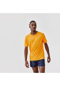 KALENJI - Koszulka do biegania męska Kalenji Dry+. Kolor: pomarańczowy, żółty, wielokolorowy. Materiał: materiał, poliester, elastan
