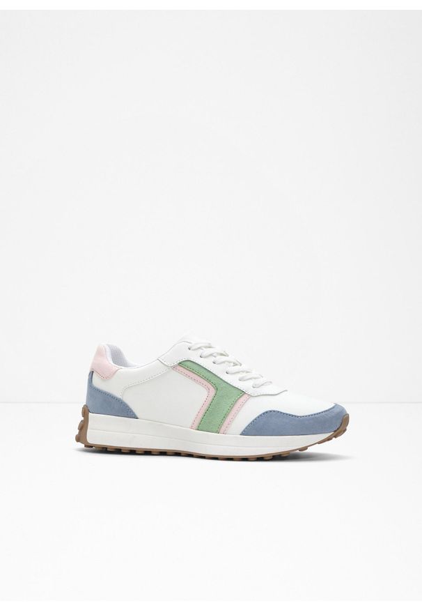 bonprix - Sneakersy z profilowaną podeszwą. Okazja: na co dzień. Kolor: biały
