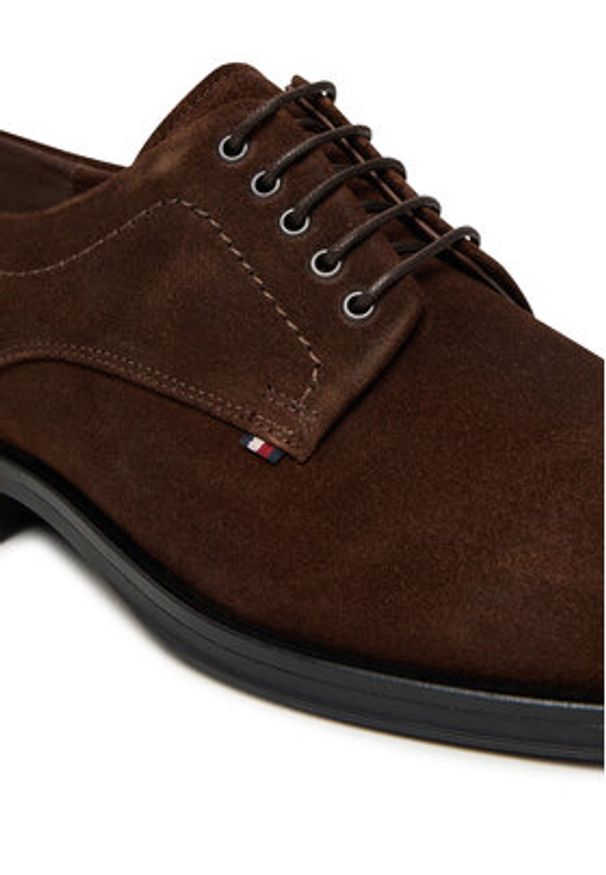 TOMMY HILFIGER - Tommy Hilfiger Półbuty Corporate Derby FM0FM05582 Brązowy. Kolor: brązowy. Materiał: zamsz, skóra