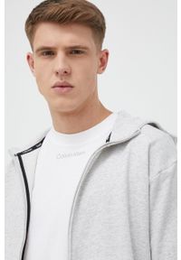 Calvin Klein Performance bluza treningowa Essentials kolor szary z kapturem melanżowa. Typ kołnierza: kaptur. Kolor: szary. Wzór: melanż #1