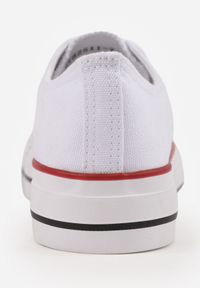 Born2be - Biało-Czerwone Trampki Vices na Grubszej Podeszwie pod Kostkę Tilomea. Okazja: na co dzień. Kolor: biały. Materiał: jeans. Styl: casual, elegancki #9