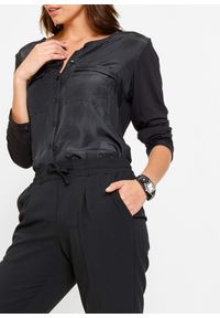 bonprix - Spodnie z gumką w talii i zakładkami. Kolor: czarny. Długość: długie #2