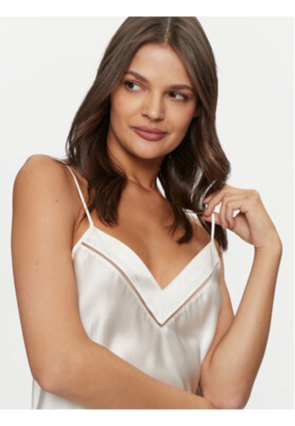 Simone Pérèle Koszulka piżamowa Nocturne 17F900 Écru Comfort Fit. Materiał: jedwab