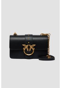 Pinko - PINKO Czarna kopertówka Love One Mini St. Cl Vitello Seta. Kolor: czarny. Materiał: skórzane. Styl: klasyczny, elegancki #1