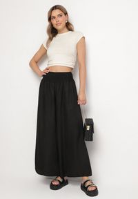 Born2be - Czarne Spodnie Szerokie z Szeroką Gumką w Talii Koririelle. Okazja: na co dzień. Kolor: czarny. Styl: elegancki, casual #3