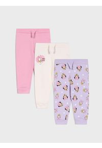 Sinsay - Spodnie z polarem w środku 3 pack Minnie Mouse - kremowy. Kolor: kremowy. Materiał: polar. Wzór: motyw z bajki