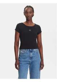 Calvin Klein Jeans T-Shirt LV047C200G Czarny Slim Fit. Kolor: czarny. Materiał: bawełna