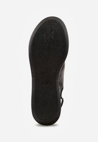 Renee - Czarne Ażurowe Sandały na Koturnie Ozdobione Aplikacją Atavia. Okazja: na co dzień. Kolor: czarny. Materiał: jeans. Wzór: aplikacja, ażurowy. Sezon: lato. Obcas: na koturnie. Styl: elegancki, casual #9