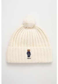 Polo Ralph Lauren czapka wełniana kolor beżowy z grubej dzianiny wełniana. Kolor: beżowy. Materiał: wełna, dzianina #2