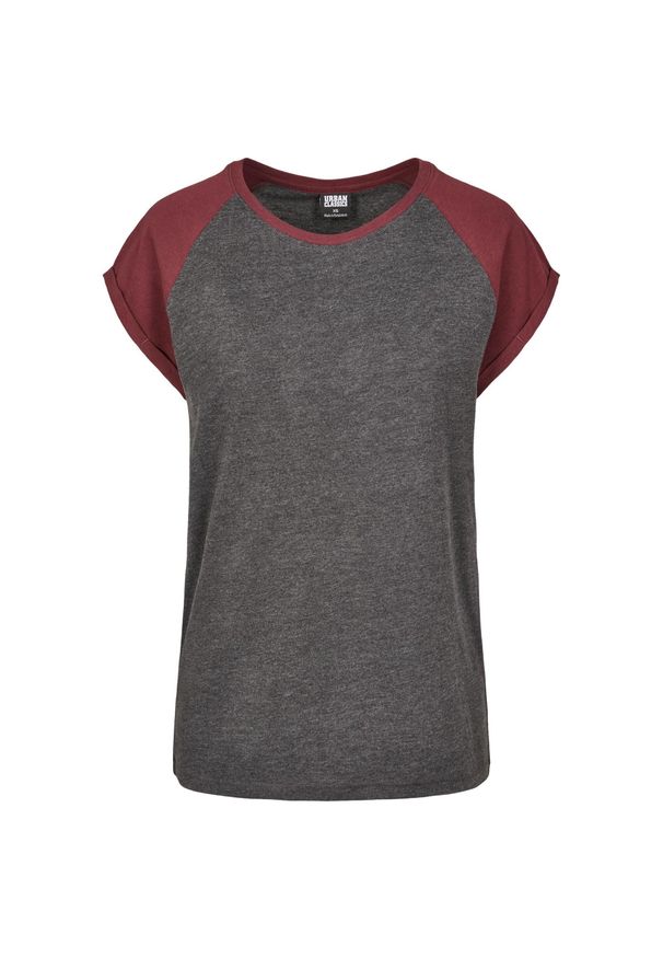 Urban Classics - T-shirt Damski Kontrastowy Raglanowy. Kolor: wielokolorowy, różowy, brązowy, szary, czerwony. Długość rękawa: raglanowy rękaw