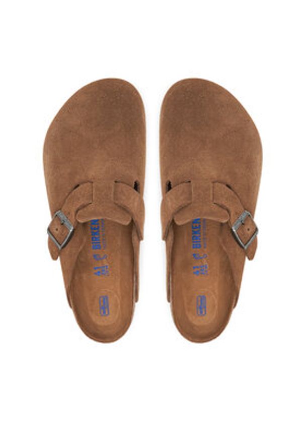 Birkenstock Klapki Boston Sfb 1030814 Brązowy. Kolor: brązowy. Materiał: zamsz, skóra