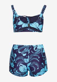Born2be - Niebieskie Bikini Dwuczęściowe w Kwiatowy Print Szorty i Stanik Landora. Kolor: niebieski. Wzór: nadruk, kwiaty