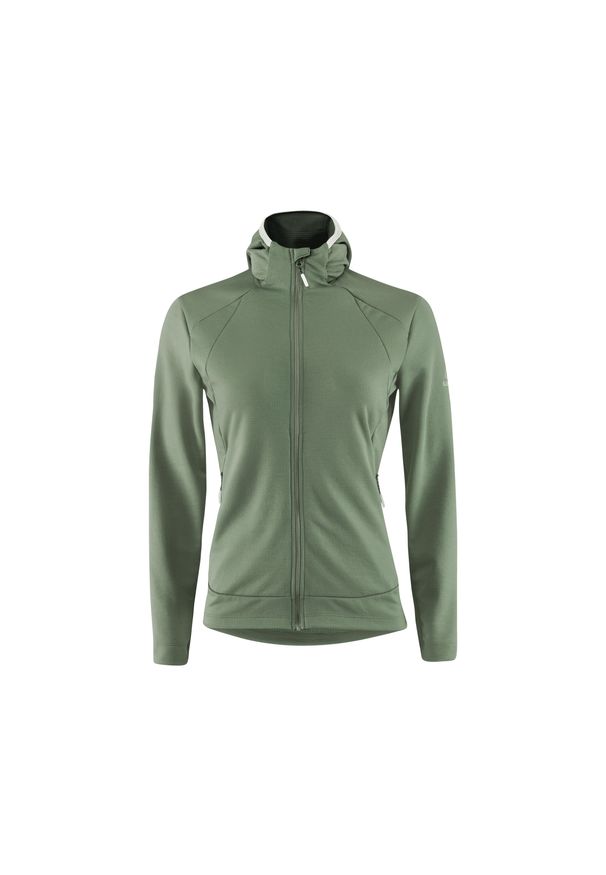 LOFFLER - Kurtka polarowa z kapturem z wełny merino damska Löffler. Typ kołnierza: kaptur. Kolor: zielony. Materiał: wełna, polar. Sezon: zima. Sport: narciarstwo