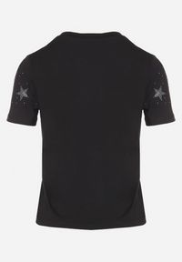 Born2be - Czarny Bawełniany T-shirt z Cyrkoniowymi Aplikacjami w Gwiazdki Tenivella. Okazja: na co dzień, na spotkanie biznesowe, do pracy. Kolor: czarny. Materiał: bawełna. Wzór: aplikacja. Styl: biznesowy, elegancki, casual #5