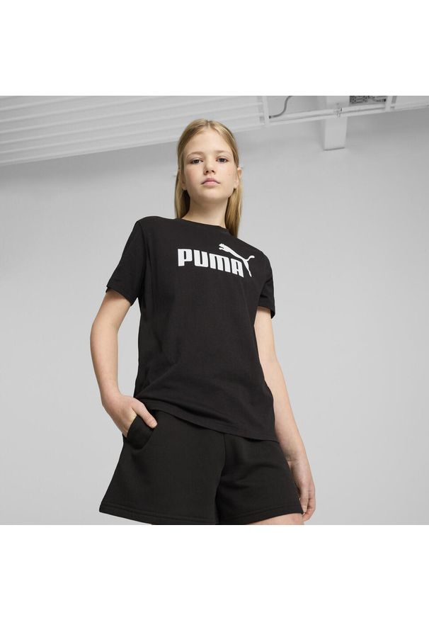 Puma - Młodzieżowa koszulka ESS z logo No. 1 PUMA Black. Kolor: czarny. Materiał: bawełna. Sport: joga i pilates