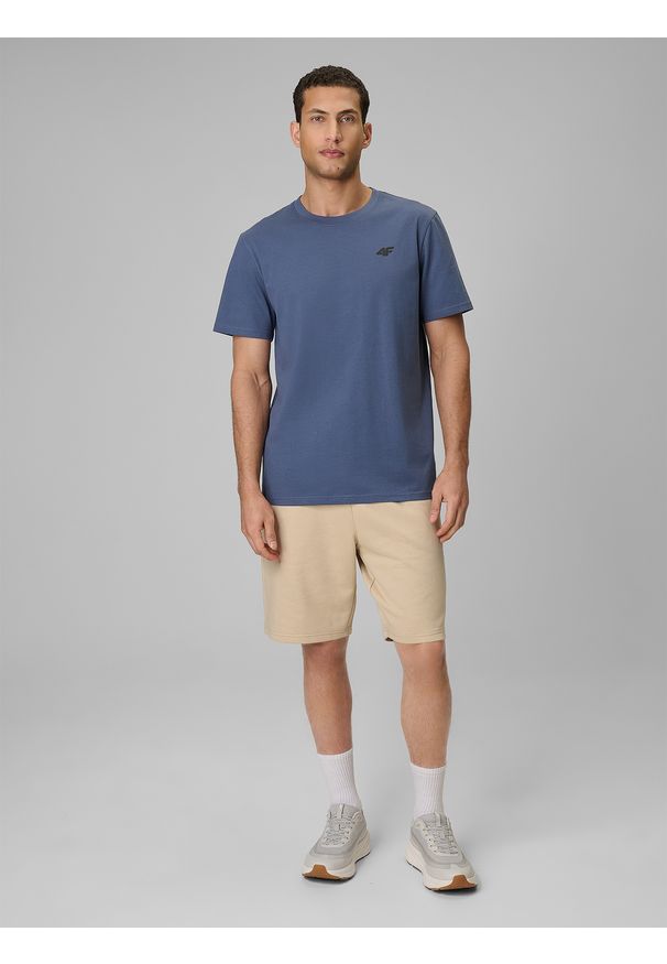 4f - 4F T-shirt regular gładki męski - granatowy XXL. Okazja: na co dzień. Kolor: niebieski. Materiał: materiał. Wzór: gładki. Styl: casual, klasyczny