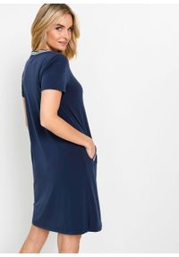 Sukienka shirtowa bonprix ciemnoniebiesko-biały. Kolor: niebieski. Materiał: poliester, materiał, elastan #7
