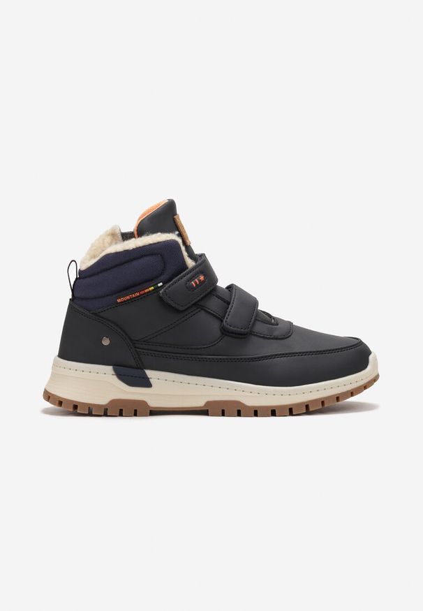Born2be - Granatowo-Pomarańczowe Botki Sportowe Mocno Ocieplone z Rzepami Hanija. Zapięcie: rzepy. Kolor: niebieski. Materiał: jeans. Wzór: kolorowy. Styl: sportowy