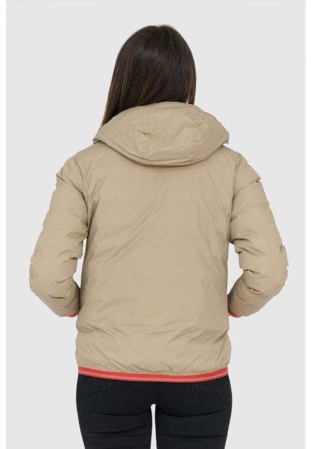 Blauer USA - BLAUER Pomarańczowo-beżowa damska dwustronna kurtka Stella reversible down jacket, Rozmiar L. Kolor: pomarańczowy. Materiał: puch
