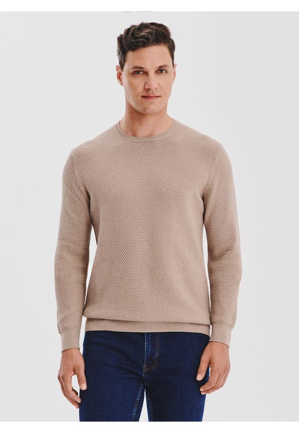Pako Lorente - PAKO LORENTE - Sweter męski w kolorze beżowym. Kolor: czarny, beżowy. Materiał: wełna, bawełna. Sezon: jesień