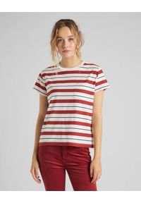 Lee - LEE RELAXED POCKET TEE DAMSKI T-SHIRT KOSZULKA W PASKI RED OCHRE L40RYHOE. Wzór: paski