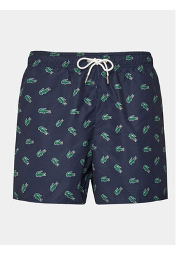 Lacoste Szorty kąpielowe MH7188 Granatowy Regular Fit. Kolor: niebieski. Materiał: syntetyk