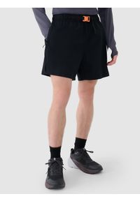 4f - 4F Spodenki casual męskie - czarne XXL. Kolor: czarny. Materiał: syntetyk, tkanina, elastan, materiał. Długość: krótkie