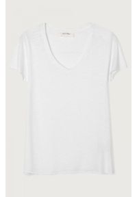 AMERICAN VINTAGE - Biały t-shirt z krótkim rękawem American Vintage. Kolor: biały. Materiał: wiskoza, bawełna. Długość rękawa: krótki rękaw. Długość: krótkie. Wzór: melanż. Styl: vintage #1