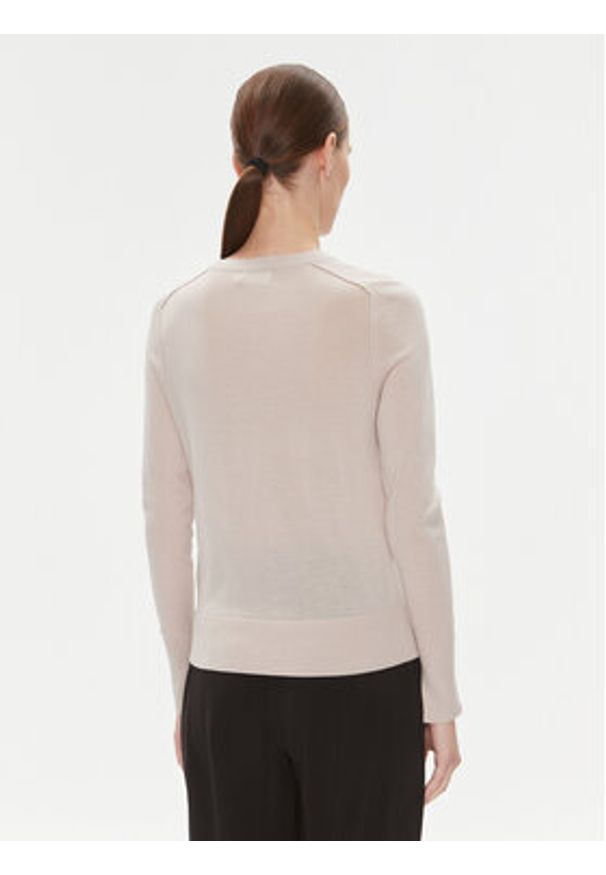 Calvin Klein Sweter K20K205777 Beżowy Regular Fit. Kolor: beżowy. Materiał: wełna