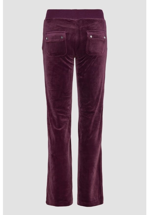 Juicy Couture - JUICY COUTURE Śliwkowe damskie spodnie welurowe Del Ray Pocket Pant, Rozmiar XS. Kolor: fioletowy. Materiał: welur