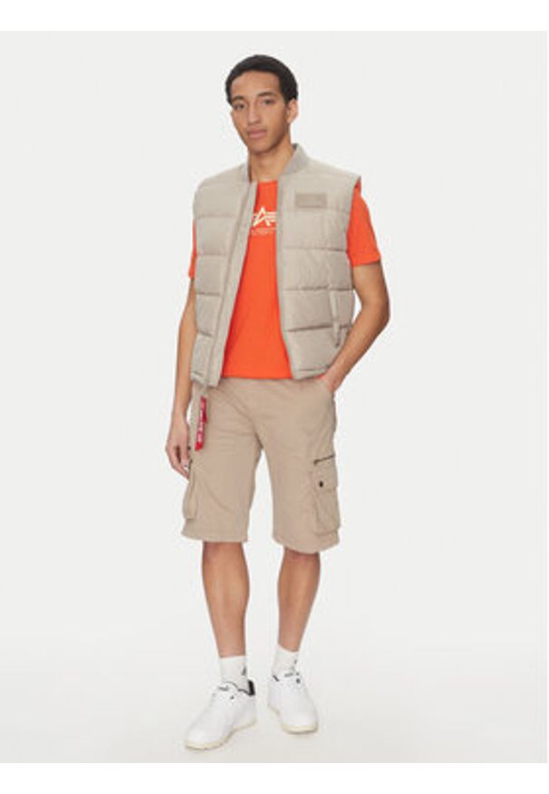 Alpha Industries Kamizelka 118109 Beżowy Regular Fit. Kolor: beżowy. Materiał: syntetyk