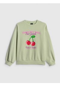 4f - 4F Bluza dresowa loose bez kaptura dziewczęca - miętowa 158/164 (12-14 lat). Okazja: na spacer, na co dzień, na uczelnię. Typ kołnierza: bez kaptura. Kolor: turkusowy. Materiał: dresówka. Sezon: lato. Styl: casual #1