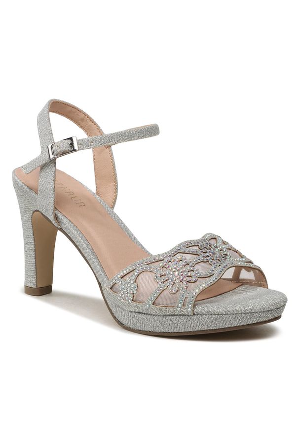 Sandały Menbur 23648 Silver 09. Kolor: srebrny. Materiał: materiał