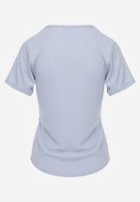 Born2be - Jasnoniebieski Gładki T-shirt w Klasycznym Stylu Salodone. Okazja: do pracy, na co dzień. Kolor: niebieski. Materiał: materiał, jeans. Wzór: gładki. Styl: klasyczny #4