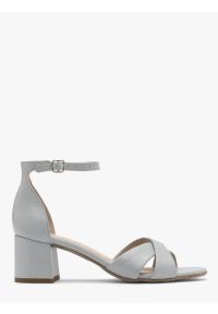 Ryłko - Błękitne sandały na obcasie. Zapięcie: pasek. Kolor: niebieski. Materiał: skóra. Obcas: na obcasie. Styl: street. Wysokość obcasa: średni #1