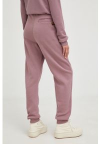 G-Star RAW - G-Star Raw spodnie dresowe damskie kolor fioletowy gładkie. Stan: podwyższony. Kolor: fioletowy. Materiał: dresówka. Wzór: gładki #4