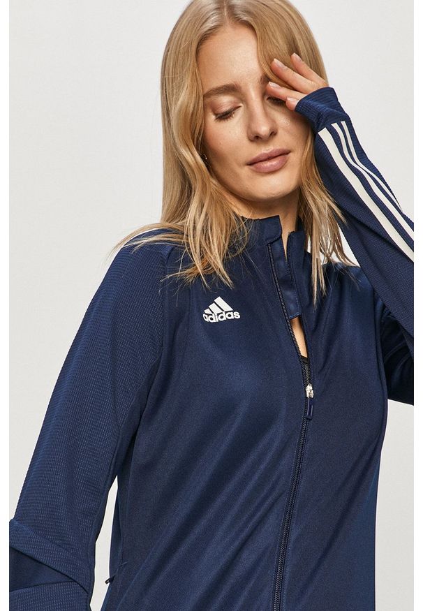 adidas Performance - Bluza. Okazja: na co dzień. Kolor: niebieski. Materiał: tkanina. Wzór: gładki. Styl: casual