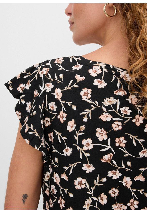 bonprix - T-shirt z mieszanki wiskozy. Kolor: czarny. Materiał: wiskoza