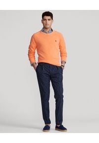 Ralph Lauren - RALPH LAUREN - Pomarańczowa bluza Spa Terry. Typ kołnierza: polo, bez kaptura. Kolor: pomarańczowy. Materiał: bawełna. Wzór: haft