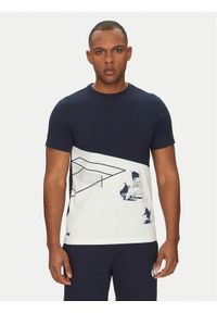 Lacoste T-Shirt TH0031 Granatowy Regular Fit. Kolor: niebieski. Materiał: syntetyk, bawełna